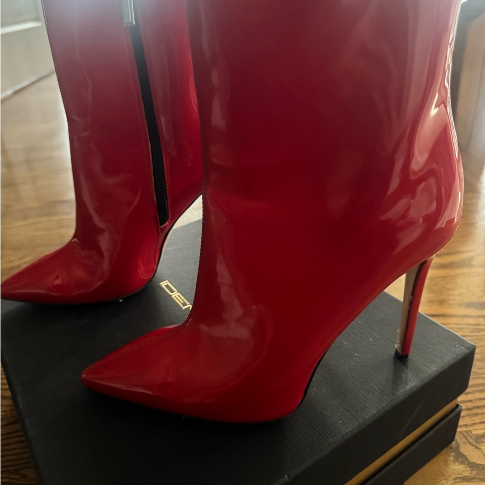 Red Patent Leather Stiletto Boots